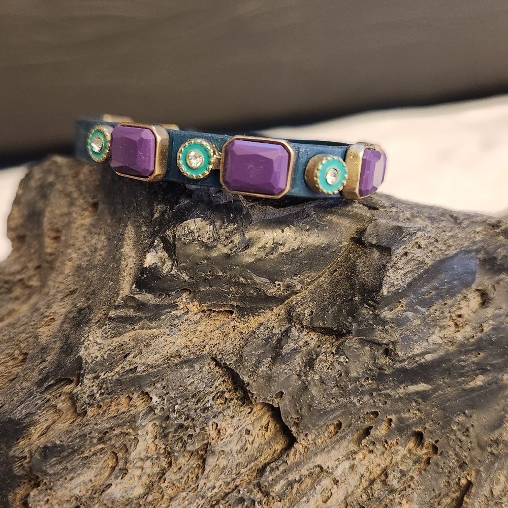 NWOT Lia Sophia blue and purple leather bracelet